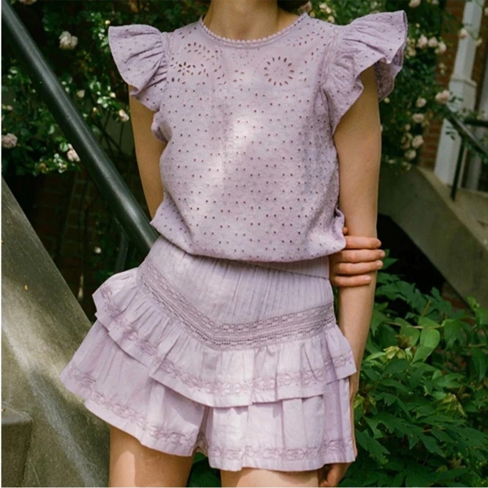 Maia Bergman XS Raksha Romper ruffle eyelet 0221 pastel purple flutter layered